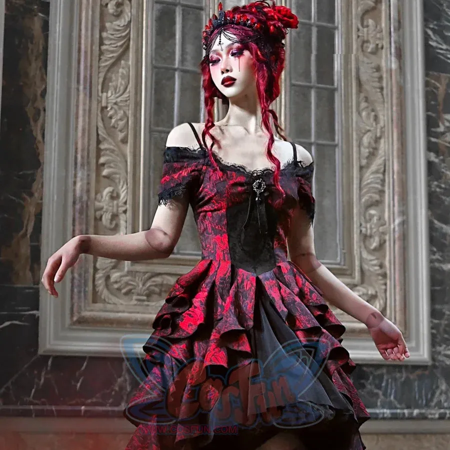 Gothic Off Shoulder Wave Dress Summer S22012