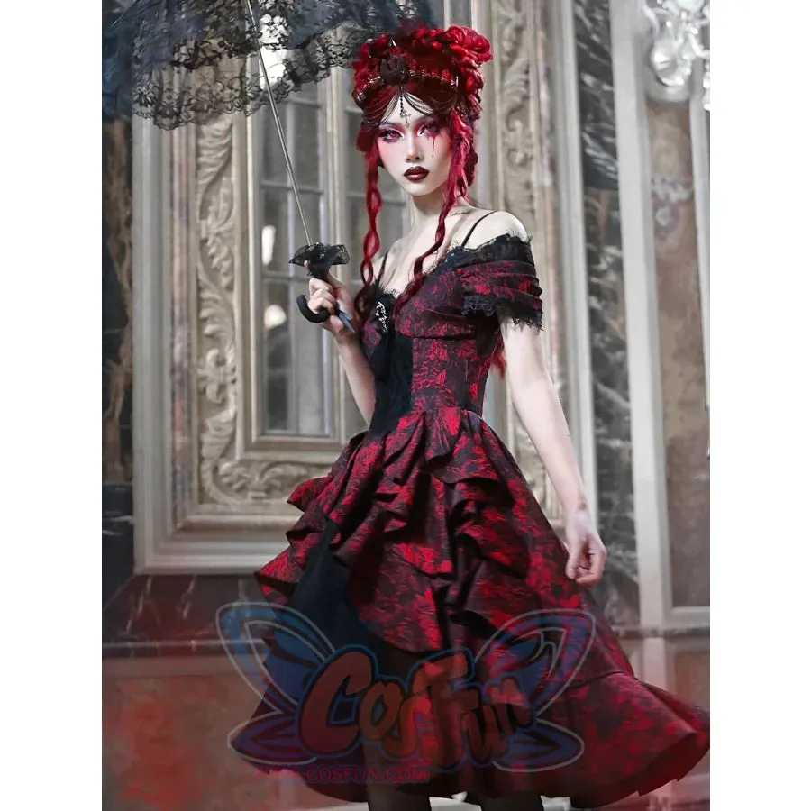Gothic Off Shoulder Wave Dress Summer S22012