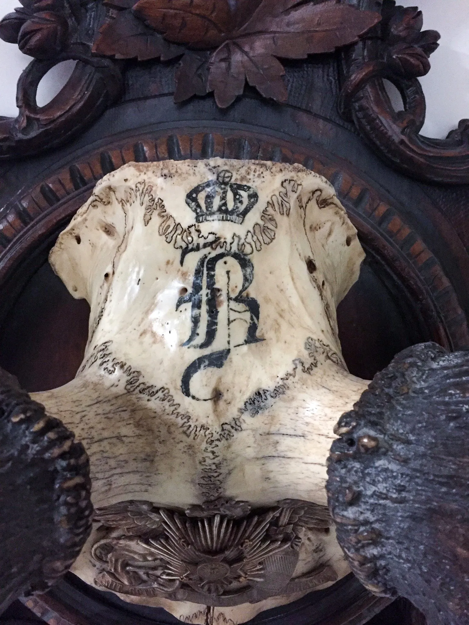 Grand Dukes of Baden Red Stag Trophy on Hand Carved Black Forest Plaque
