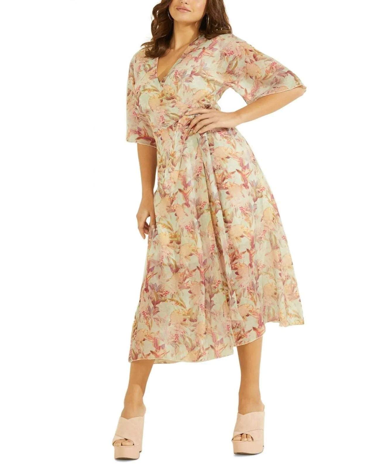 Guess Women's Damienne Printed Wrap Dress W2YK38WEPQ0