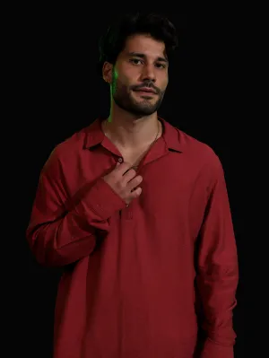 Half placket detailed oversize shirt