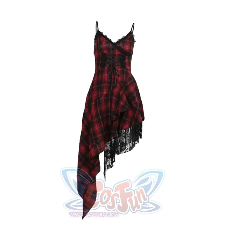 Halloween Gothic Rock Black and Red Hitman Dress