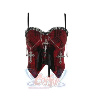 Halloween Punk Red and Black Halter Rock Top