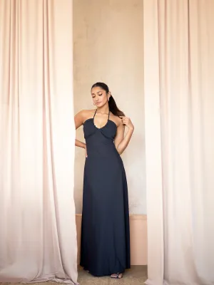 Halter Neck Back Tie up Maxi Dress