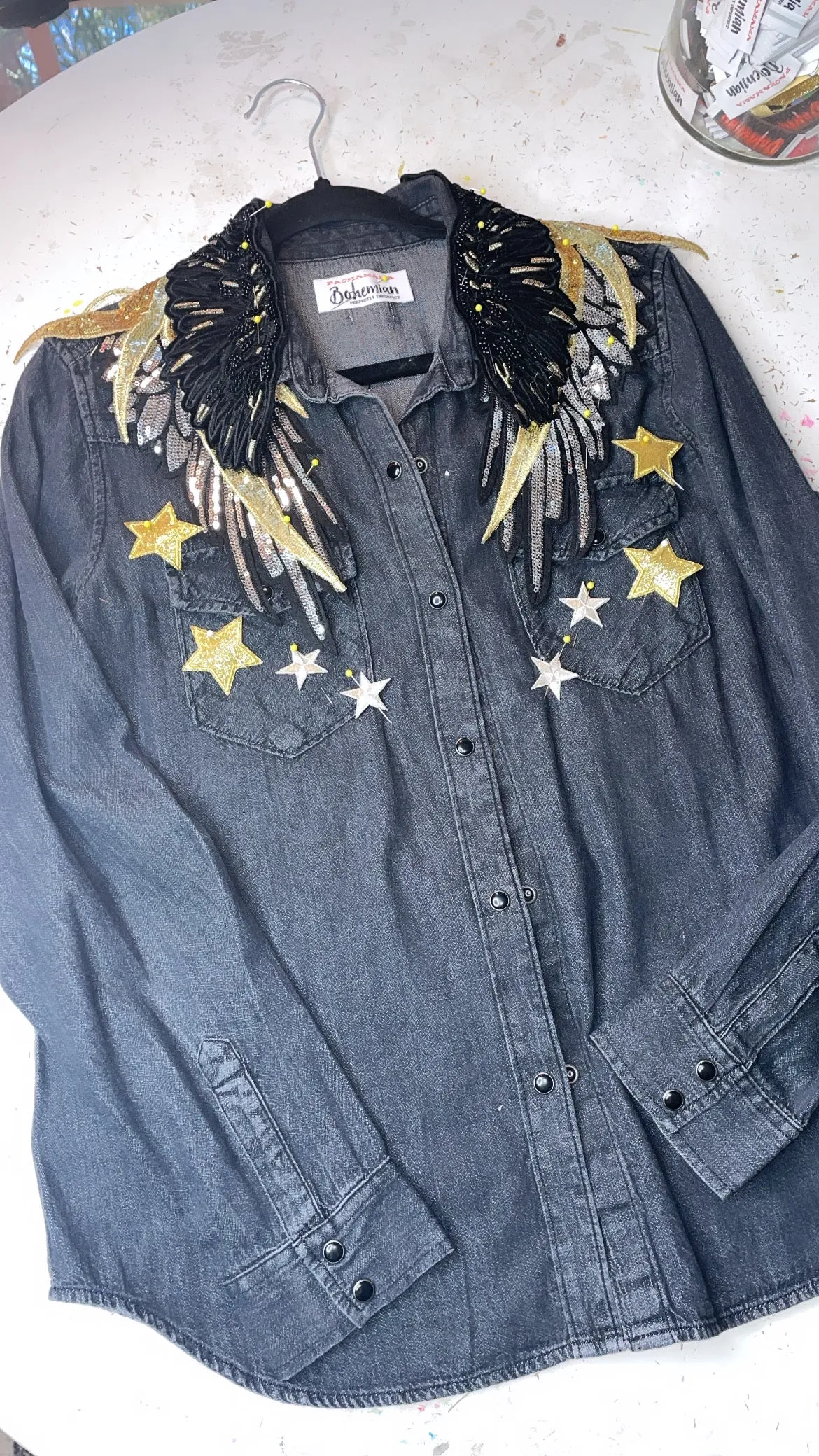 Hamsa and angels Masters of Protection Denim Shirt/Jacket