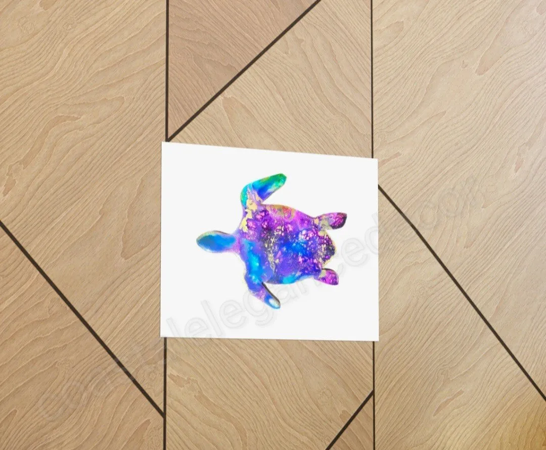 Handmade Blue and Purple Tropical Sea Turtle Wall Print
