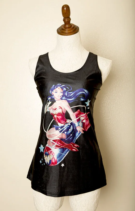 Handmade Wonder Woman Cosplay Rave Tank Top Sleeveless Top Size Large