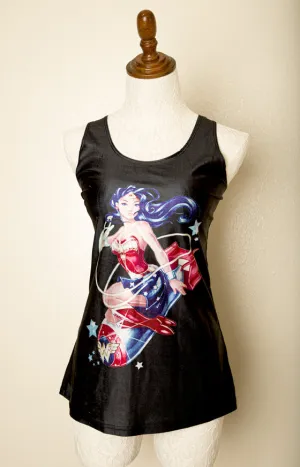 Handmade Wonder Woman Cosplay Rave Tank Top Sleeveless Top Size Large