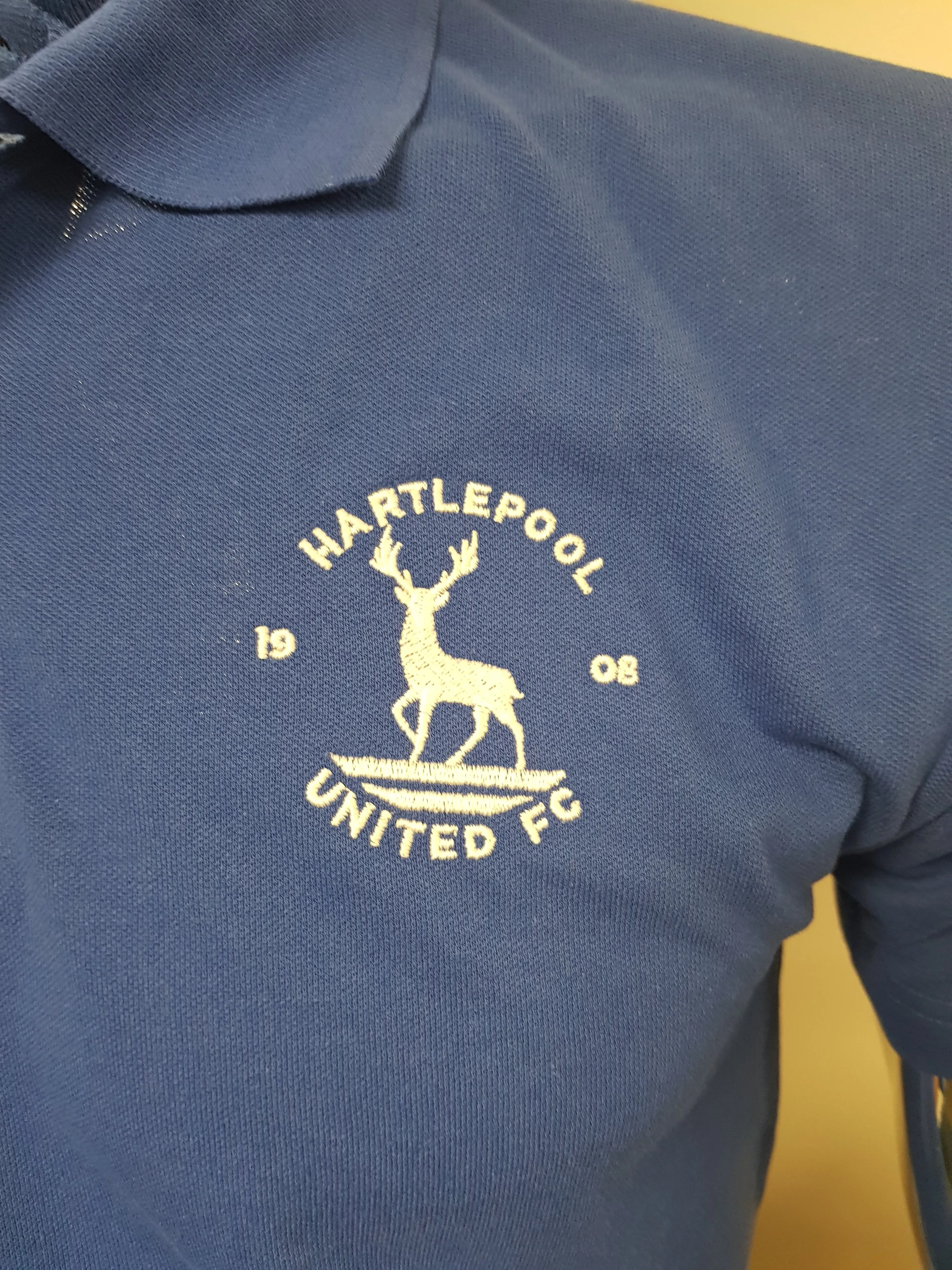 Hartlepool United  Royal Blue polo shirt with Club Crest ADULT