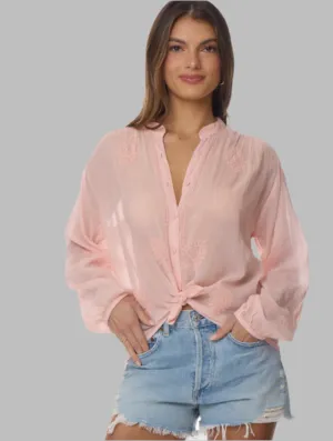 Heidi Embroidered Blouse Long Sleeve Peach