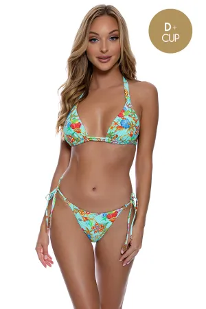 IL MARE - Triangle Halter Top & Seamless Reversible Full Tie Side Bottom • Aqua