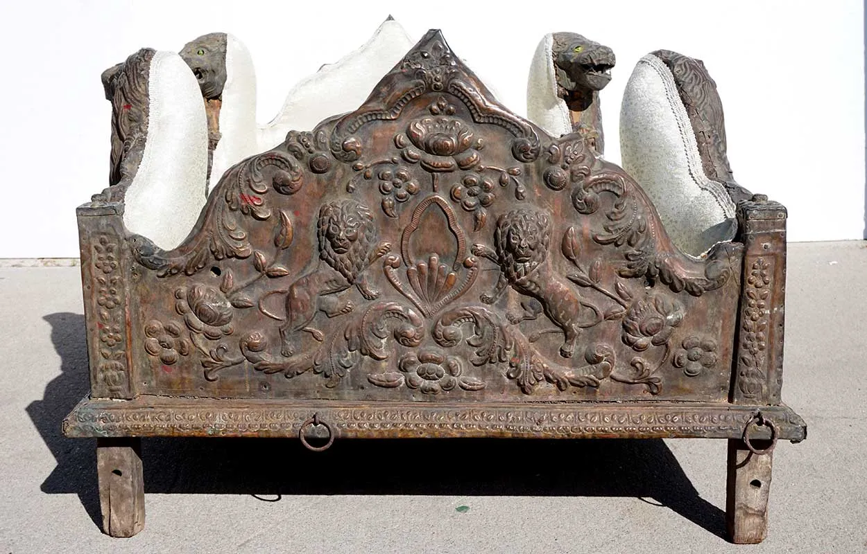 Indian Lucknow Repousse Copper Royal Howdah Elephant Seat