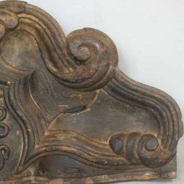 Indo-Portuguese Painted Teak Altar Architectural Panel with Royal Crest