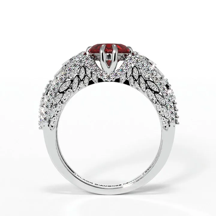 Infinity x Infinity Ring- Red Heart and Cross Created Diamond Gothic Ring