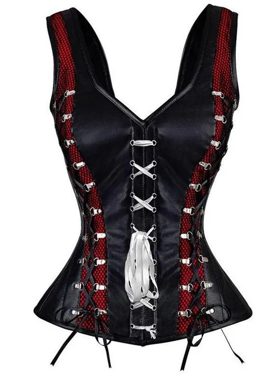 Janyse Faux Leather Shoulder Straps Overbust Corset