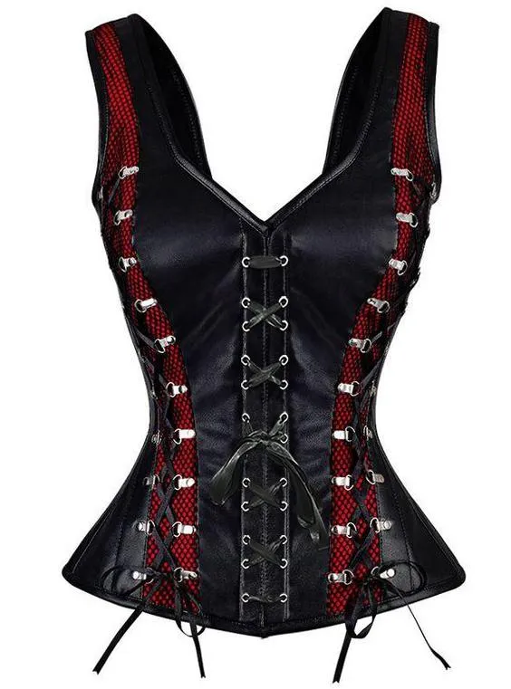 Janyse Faux Leather Shoulder Straps Overbust Corset