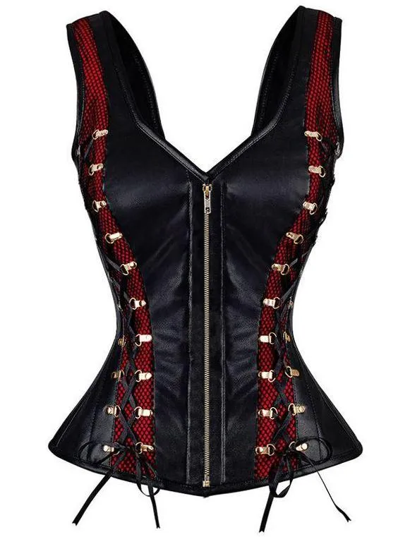 Janyse Faux Leather Shoulder Straps Overbust Corset
