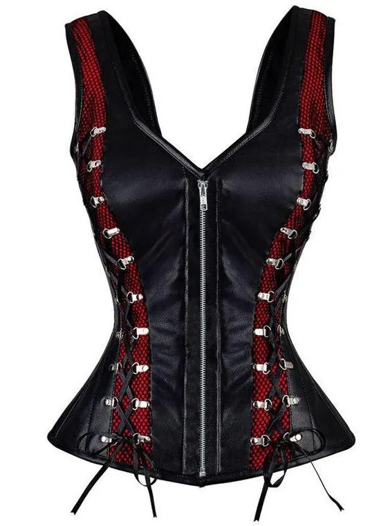 Janyse Faux Leather Shoulder Straps Overbust Corset