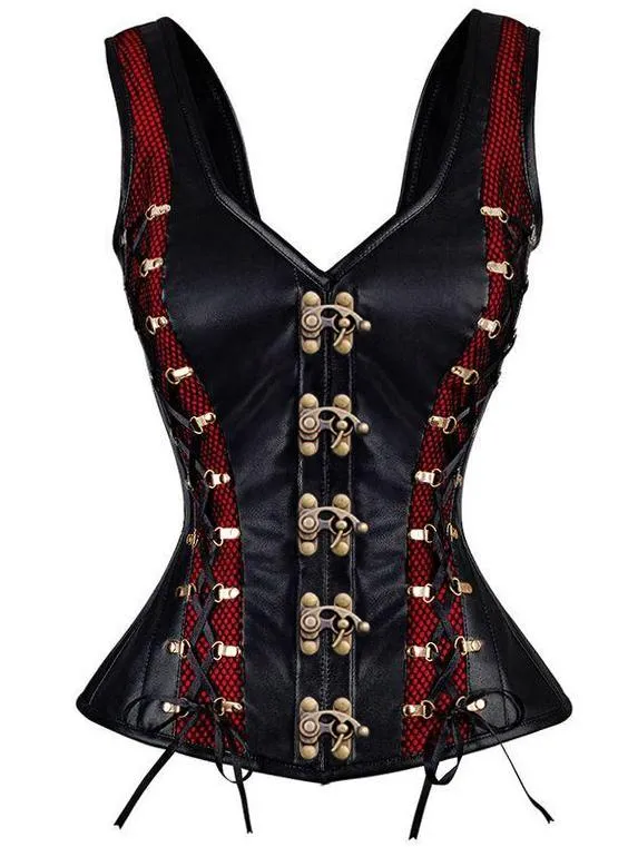 Janyse Faux Leather Shoulder Straps Overbust Corset