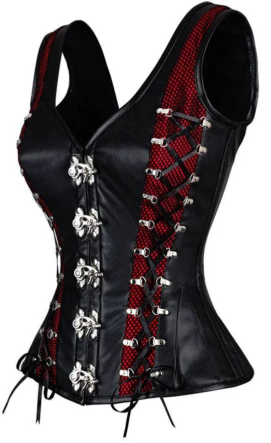 Janyse Faux Leather Shoulder Straps Overbust Corset