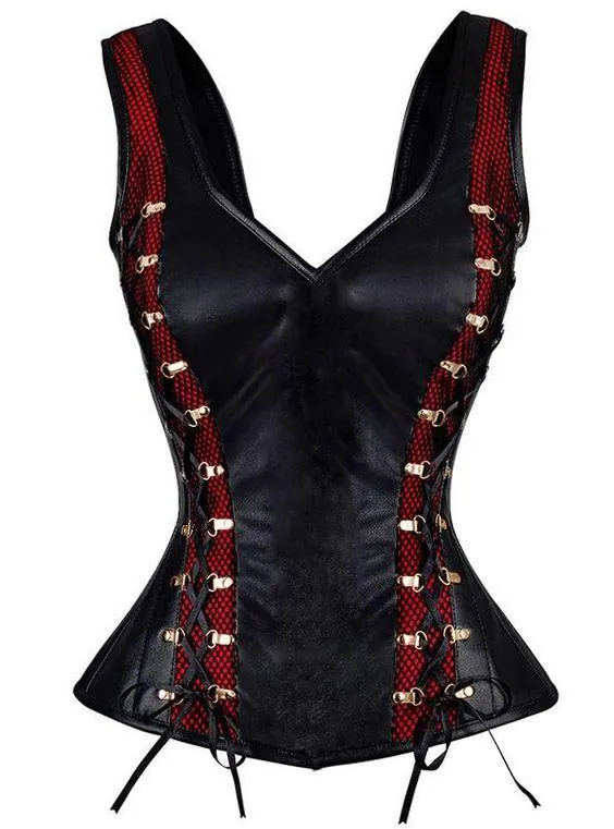 Janyse Faux Leather Shoulder Straps Overbust Corset