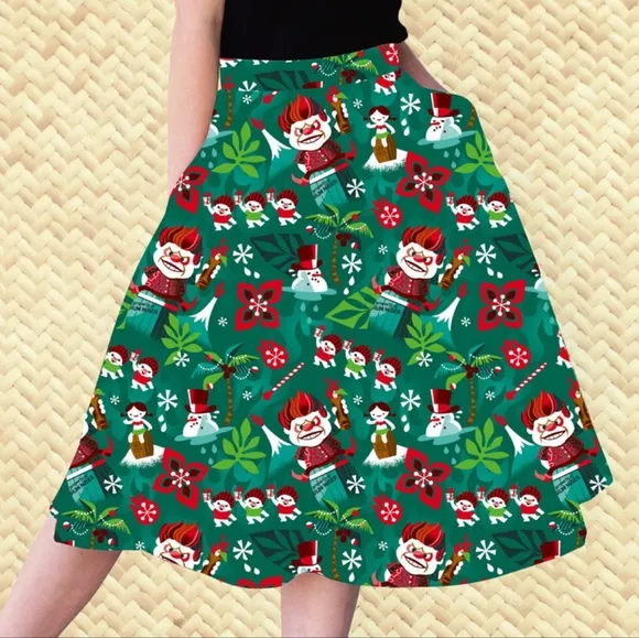 Jeff Granito Rum Miser tiki Hawaiian  Christmas holiday pinup circle skirt 4x n