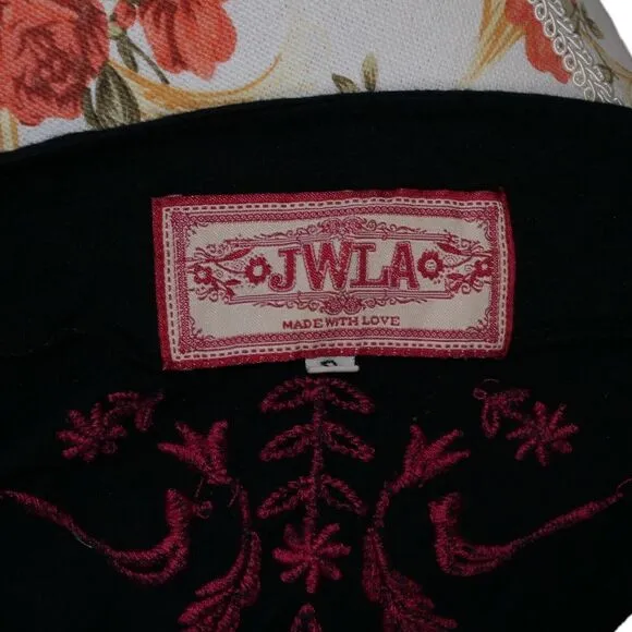 Johnny Was LA Sz Small Embroidered Black Tunic JWLA Blouson Boho Festival EUC