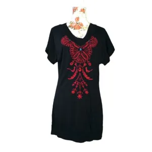 Johnny Was LA Sz Small Embroidered Black Tunic JWLA Blouson Boho Festival EUC