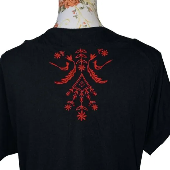 Johnny Was LA Sz Small Embroidered Black Tunic JWLA Blouson Boho Festival EUC