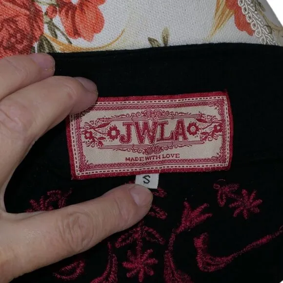Johnny Was LA Sz Small Embroidered Black Tunic JWLA Blouson Boho Festival EUC