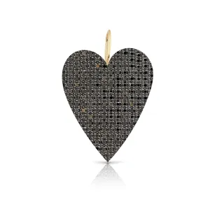 Jumbo Elongated Black Diamond Heart Charm