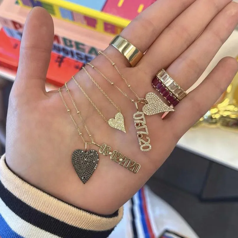 Jumbo Elongated Black Diamond Heart Charm