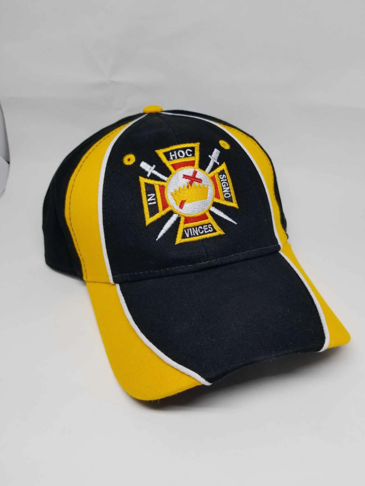 Knights Templar Hat Masonic Baseball Cap Freemason Adjustable Mens Black and Gold