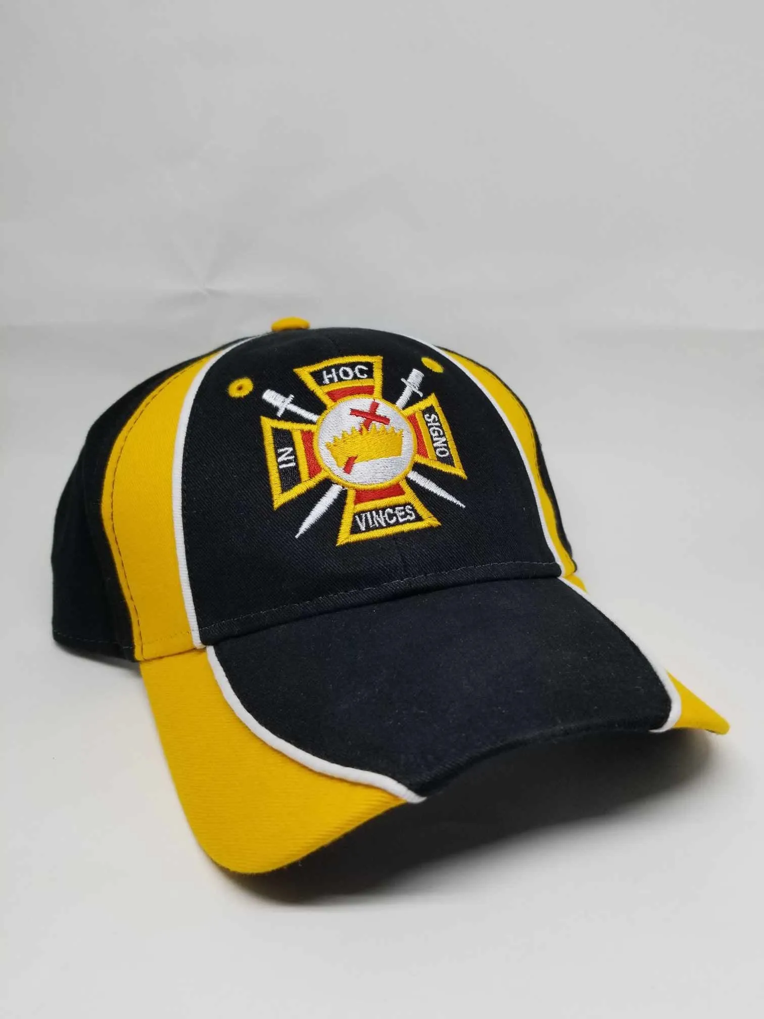 Knights Templar Hat Masonic Baseball Cap Freemason Adjustable Mens Black and Gold