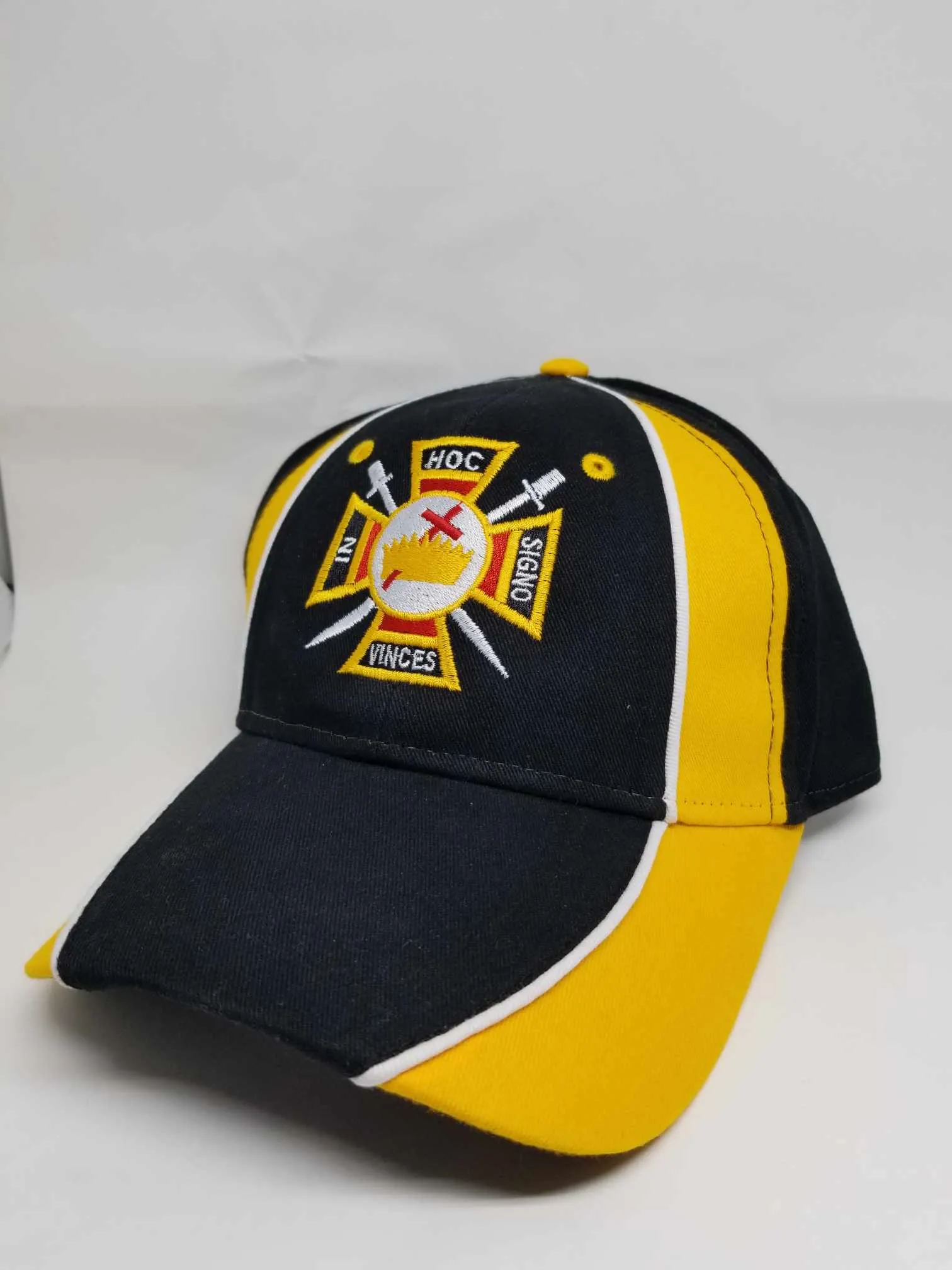 Knights Templar Hat Masonic Baseball Cap Freemason Adjustable Mens Black and Gold