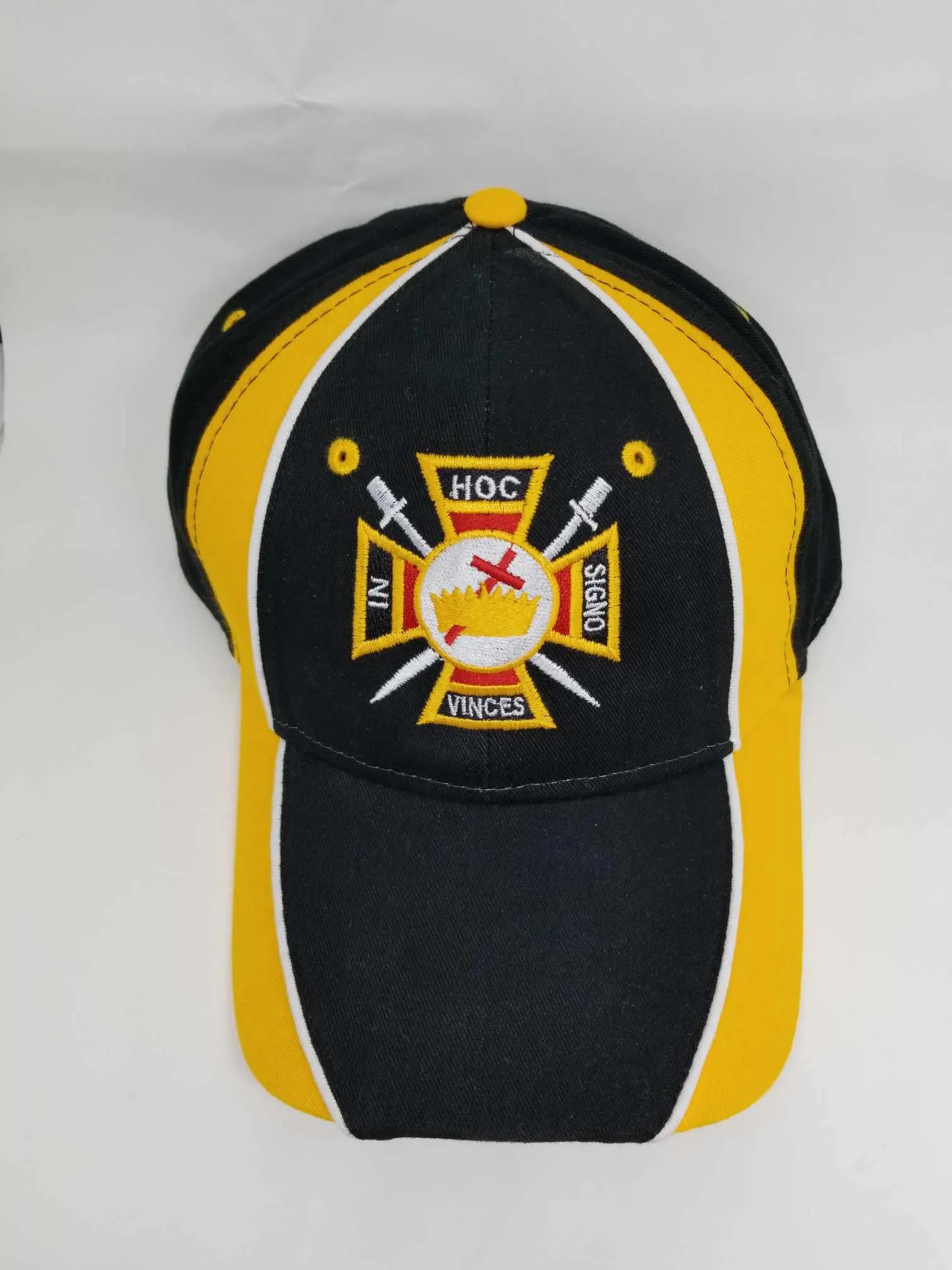 Knights Templar Hat Masonic Baseball Cap Freemason Adjustable Mens Black and Gold