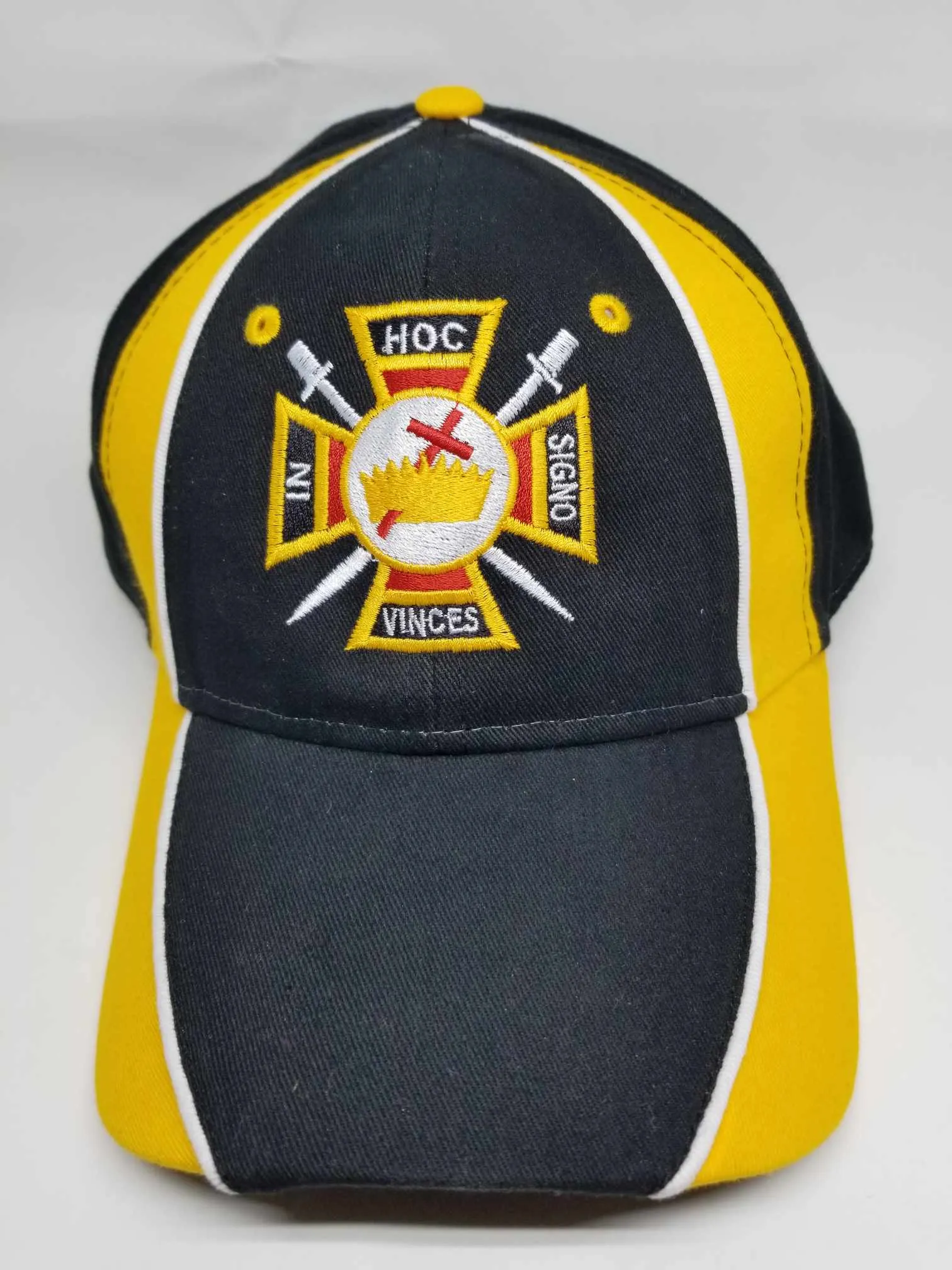 Knights Templar Hat Masonic Baseball Cap Freemason Adjustable Mens Black and Gold