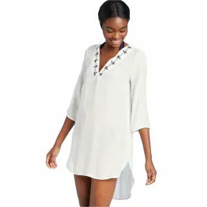 Kona Sol Women's Embroidered Trim Cover Up Dress
