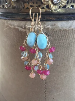 Larimar Chandelier Earrings