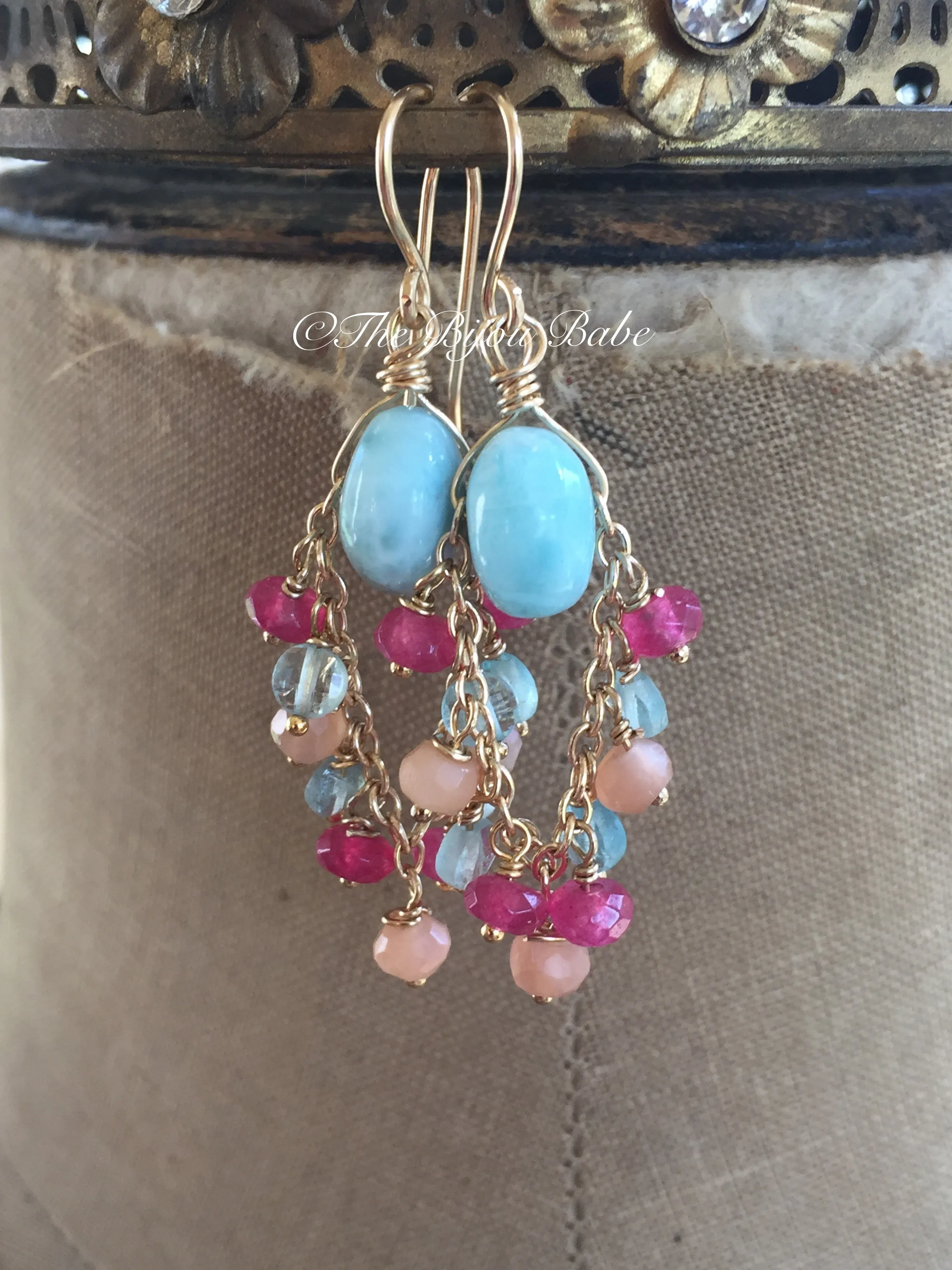 Larimar Chandelier Earrings
