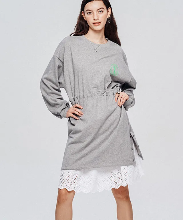 LE SONNET  Easy Fit Sweat Dress- Grey