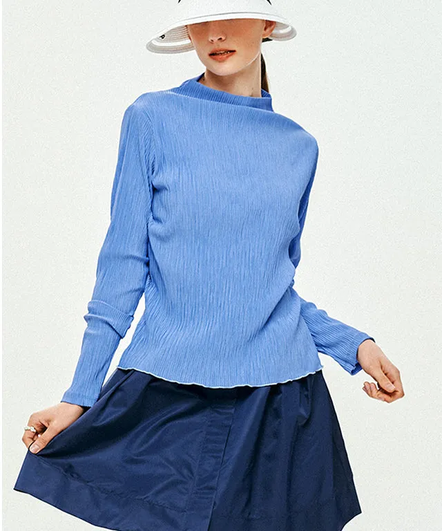 LE SONNET Flower Pleats Top - Blue