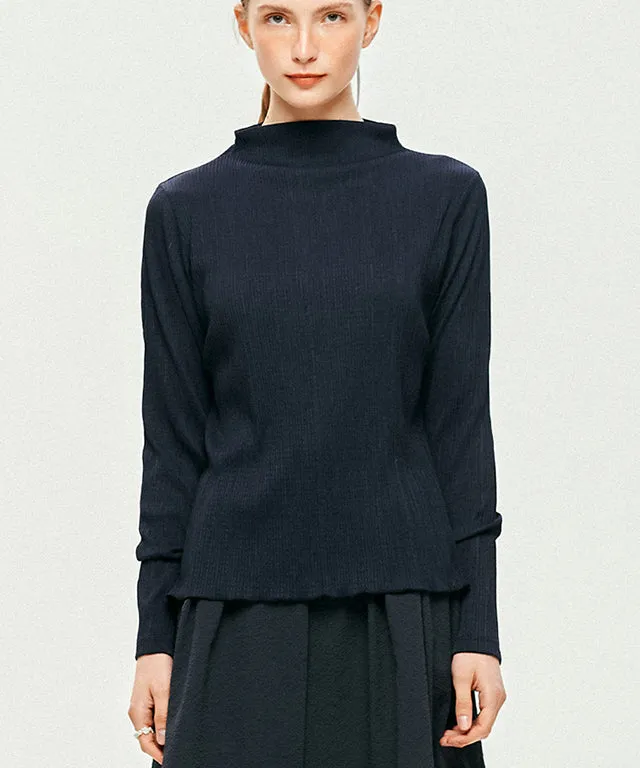 LE SONNET Flower Pleats Top - Navy