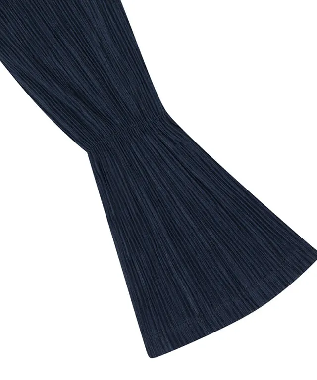 LE SONNET Flower Pleats Top - Navy