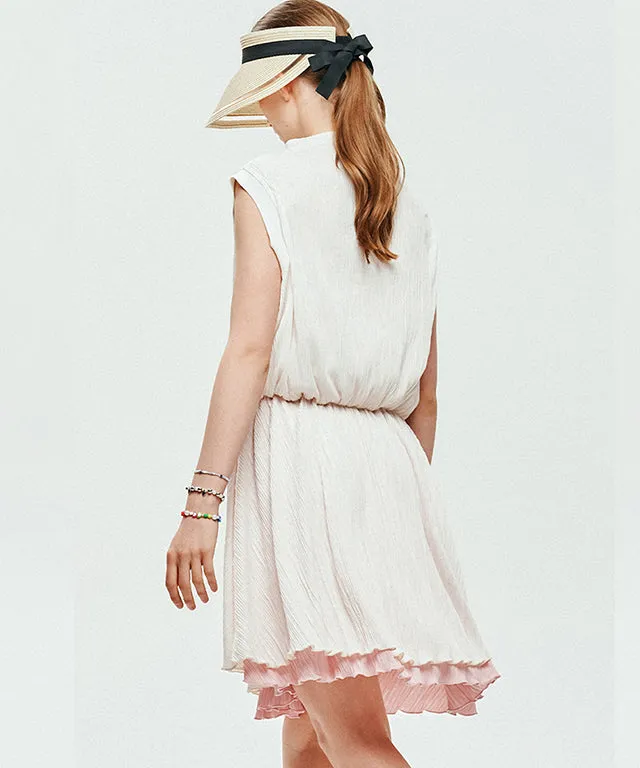 LE SONNET Iris Pleats Dress - Cream