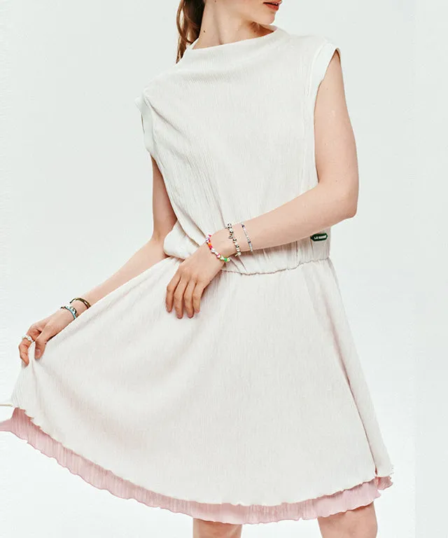 LE SONNET Iris Pleats Dress - Cream