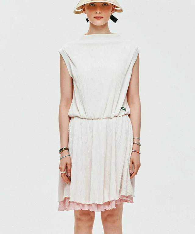 LE SONNET Iris Pleats Dress - Cream