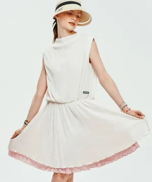 LE SONNET Iris Pleats Dress - Cream