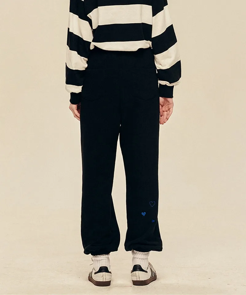 LE SONNET Two Hearts Sweatpants - Black