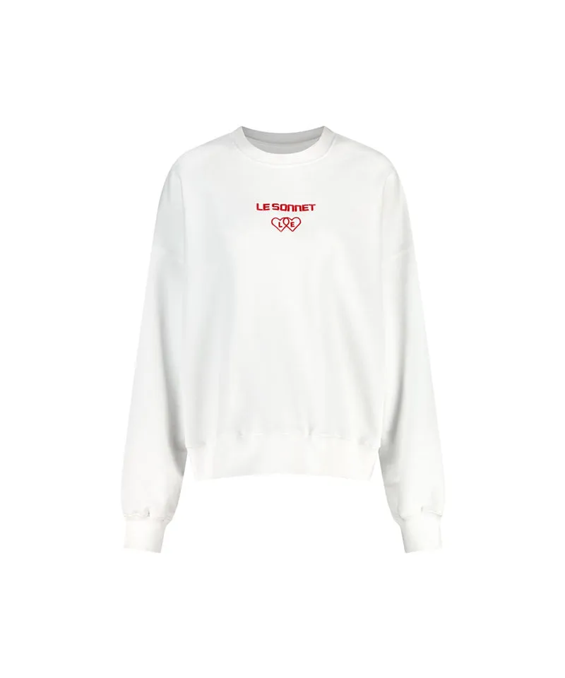 LE SONNET Two Hearts Sweatshirt - White